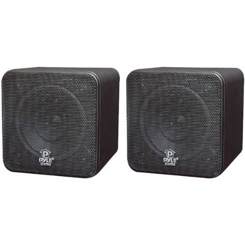 Pyle Home 4, 200-Watt Mini-Cube Bookshelf Speakers (Black) "Product Category: Bookshelf Speakers/Bookshelf Speakers"