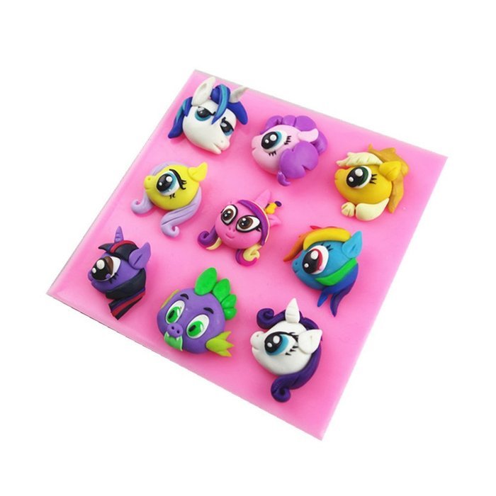 Yunko 9 Cavity My Little Pony Roles Theme Mini Silicone Cake Decoration Mold Candy Fondant Chocolate Gum Paste... N2