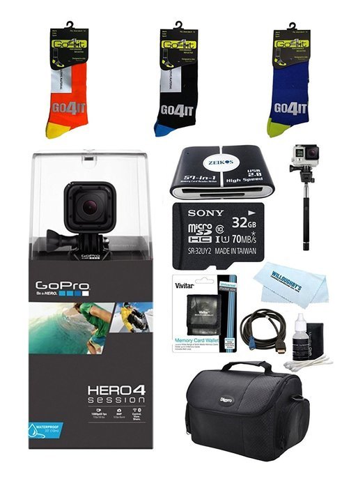 GoPro HERO4 Session Action Camera 9 PCS Performance Bundle (3 Pair Crew Socks)