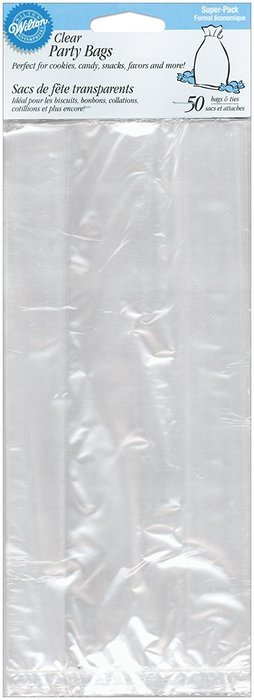 Wilton Party Bags, 4 by 9.5-Inch, Clear, 50-Pack