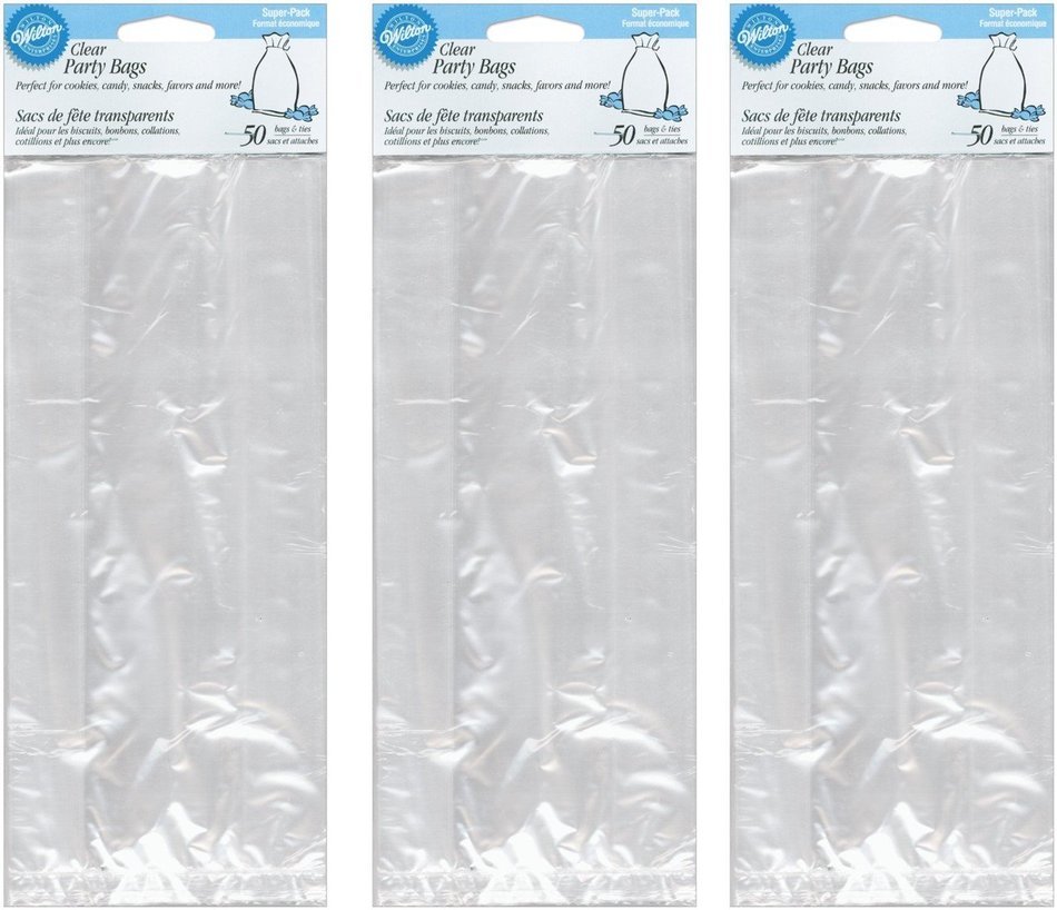 Wilton Party Bags, 4 by 9.5-Inch, Clear, 50-Pack N2