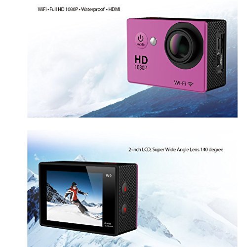 Holysun sport dv wifi action camera sport DV waterproof 30M diving camera 2 inch LCD full HD1080P （Red） N6