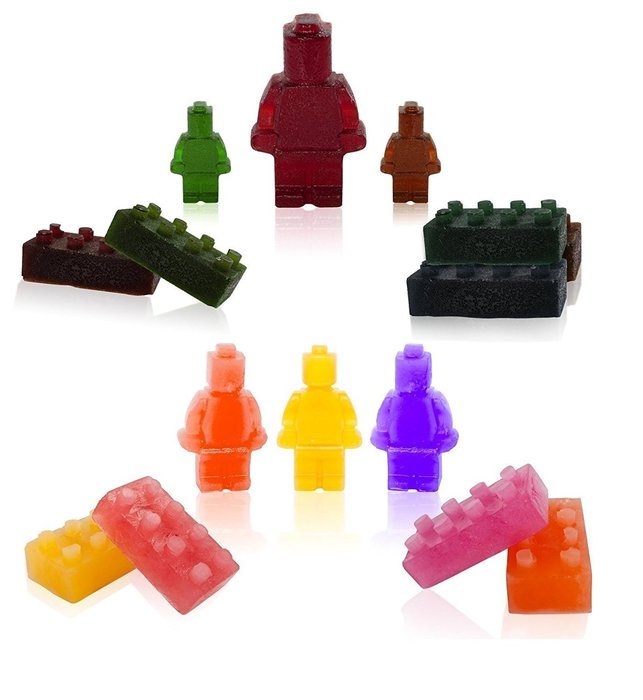 Ice Cube Trays and Candy Molds - Lego Building Bricks and Figures (Green&Hot Pink&Blue) N2
