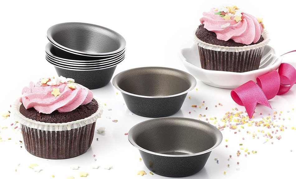 Maxi Nature Pack of 12 Mini Pie Muffin Cupcake Pans egg Tart Bakeware - 3.1 Inch Tins - 12 Molds NonStick Black...
