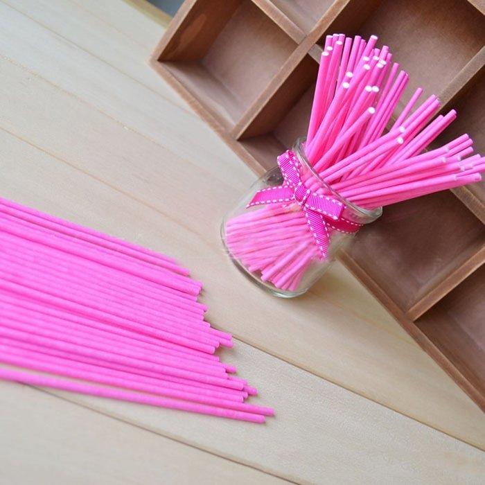 Dealglad 100pcs Paper Lollipop Sucker Sticks for Cake Pops Candy, 6-inch By 5/32-inch (Purple) N28