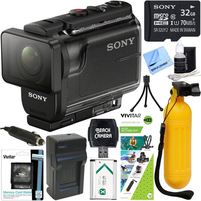 Sony HDR-AS50/B Full HD Action Camera + Water Action Kit & Memory Bundle
