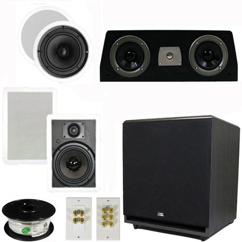 Theater Solutions 5.1 Home Theater 6.5" Speaker Set with Center, 15" Powered Sub and More TS65CWC51SET9
