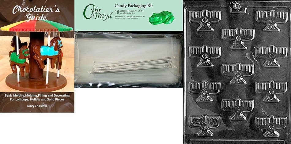 Cybrtrayd R032 Bite Size Menorahs Chocolate Candy Mold with Exclusive Cybrtrayd Copyrighted Chocolate Molding... N6