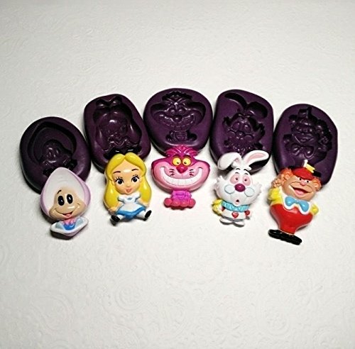 Silicone Molds Alice In Wonderland Theme Set Moulds - Cake Topper Fimo Clay Soap