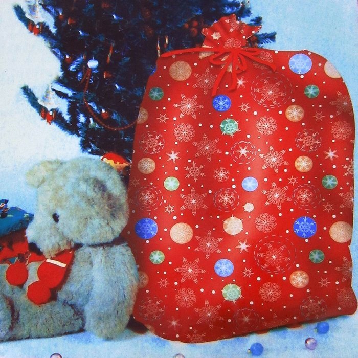 1x Christmas House Giant Poly Gift Sacks, 36x44" Snowflake- Red