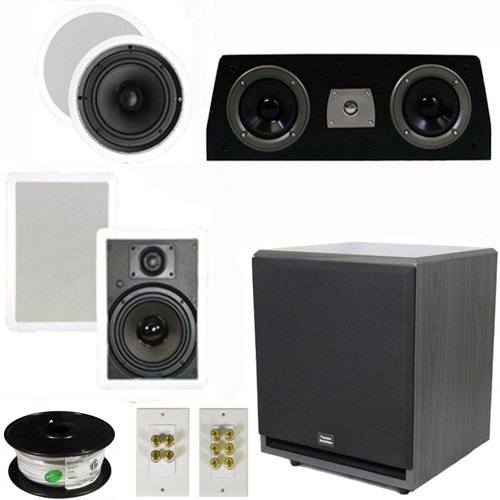 Theater Solutions 5.1 Home Theater 6.5" Speaker Set with Center, 12" Powered Sub and More TS65CWC51SET7