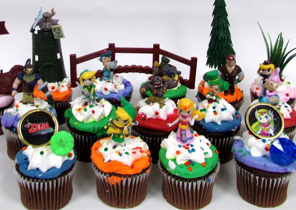 Legend of Zelda Birthday CUPCAKE Topper Set Featuring Link, Zelda, Phantom, Bryne, Anjean, Chancellor Cole, Big... N5