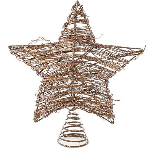 Factory Direct Craft Sparkling Natural Grapevine Star Tree Topper for Holiday Decor