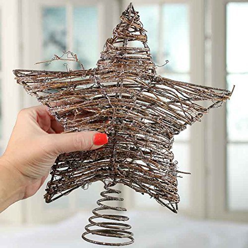 Factory Direct Craft Sparkling Natural Grapevine Star Tree Topper for Holiday Decor N2