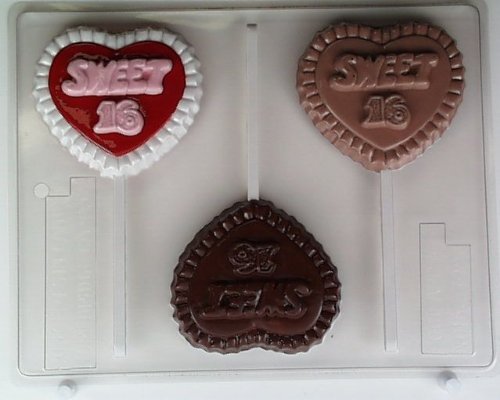 Ruffle edged hearts w/ "Sweet 16" N015 Numbers Chocolate Candy Molds