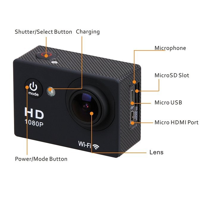 YDP-SPORT Underwater Sport Action Camera 2.0 Inches ScreenWiFi Cam Camcorder 1080P 170 Degree Wide Angle Sport... N4
