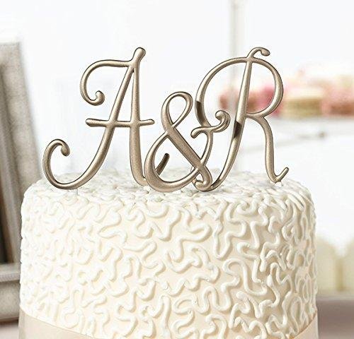 Gold Monogram Wedding Cake Topper Initials - Set of 3 Letters