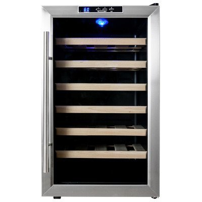 28 Bottle Single Zone Freestanding Wine Refrigerator Finish: Stainless Steel