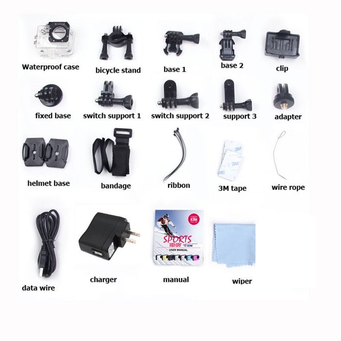 Flylinktech&reg; Full HD 1080P 12MP Action Camera Waterproof Sports Action Camcorder Helmet Cam Car DVR Recorder with... N4