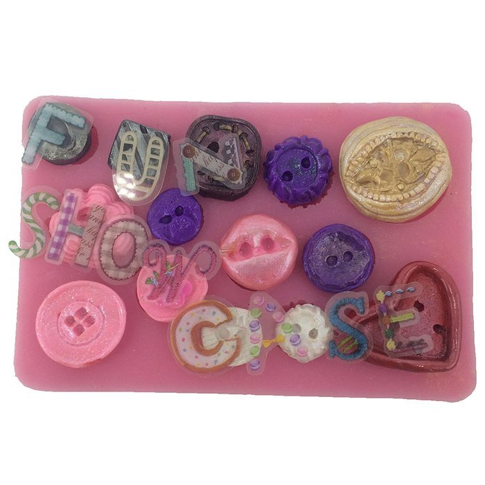 Funshowcase Sugarcraft Novelty Buttons Candy Silicone Mold for Cake Cupcake Decorating, Crafting, Polymer Clay...