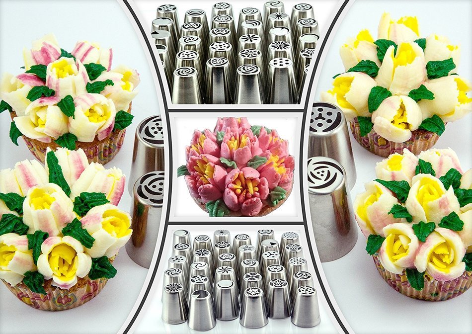 Bentrist Russian Piping Tips Set 112 pc - 60 Cake Icing Nozzles (The Most Complete Set on Amazon) + 50 Piping... N3