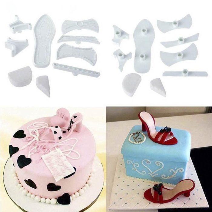 Windspeed Pack of 9 High-Heeled Shoes Baking Cake/Candy/Sugar/Fondant Mold Girl Kids' Birthday Cake Decoration... N2