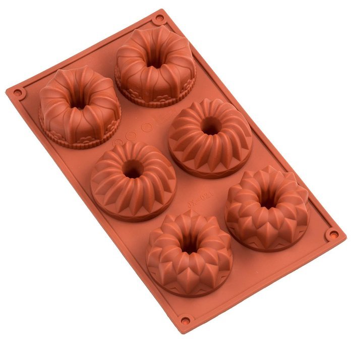 Sorbus 6-Cavity Silicone Fancy Mini Bundt Cake, Brown N2