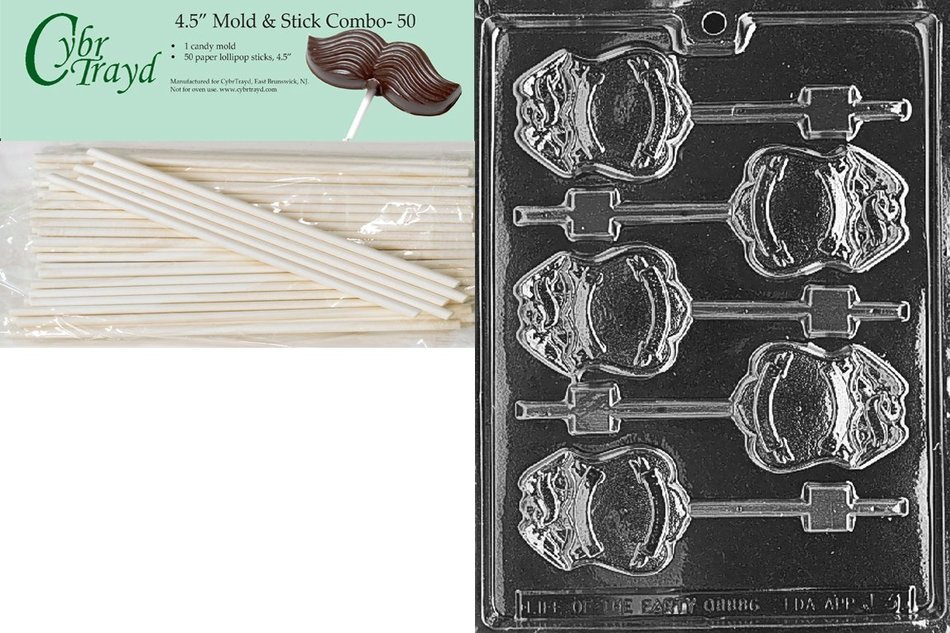 Cybrtrayd J031 Police Badge Lolly Chocolate Candy Mold with Exclusive Cybrtrayd Copyrighted Chocolate Molding... N6