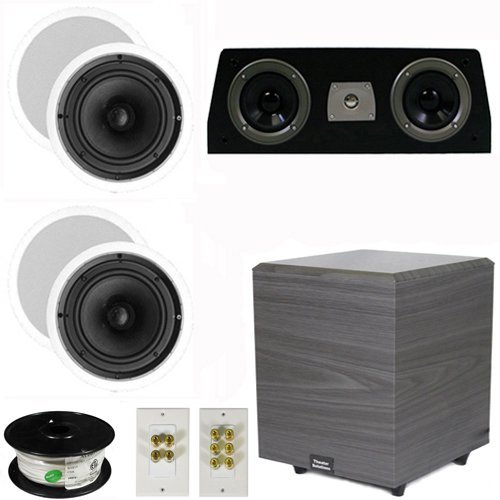 Theater Solutions 5.1 Home Theater 6.5" Speakers Set with Center 10" Powered Sub and More TS65CC51SET4