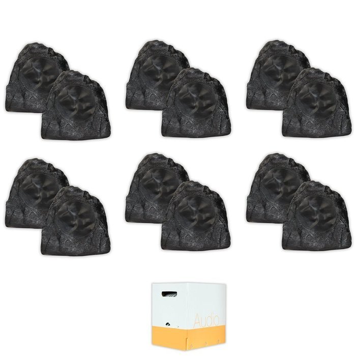 Acoustic Audio G8RS Grey 4800 Watts Outdoor Weatherproof 8" Rock Speakers 6 Pair Pack with Wire G8RS-6PRW