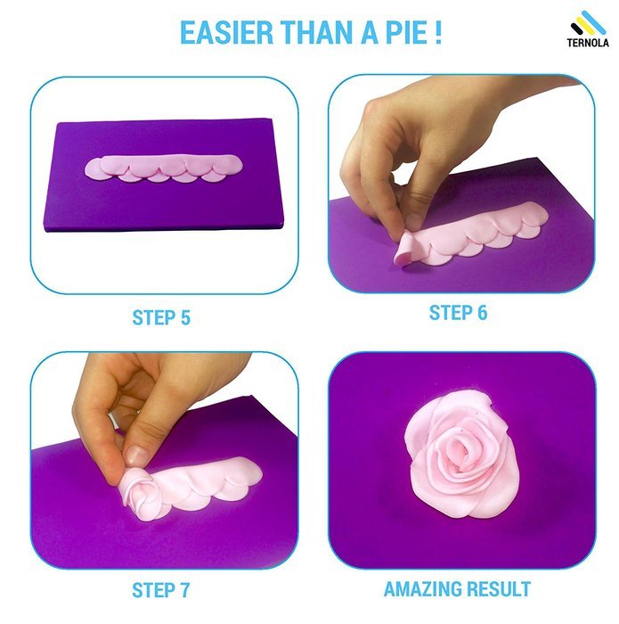 Ternola GUMPASTE ROSE CUTTERS Cake Decorating Fondant Flowers. Pack
