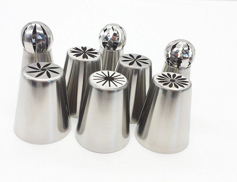 KOOTIPS 8pcs/ set Sphere Ball Tips Make Flowers Russian Icing Piping Nozzles Tips Pastry Cake Fondant Cupcake... N6