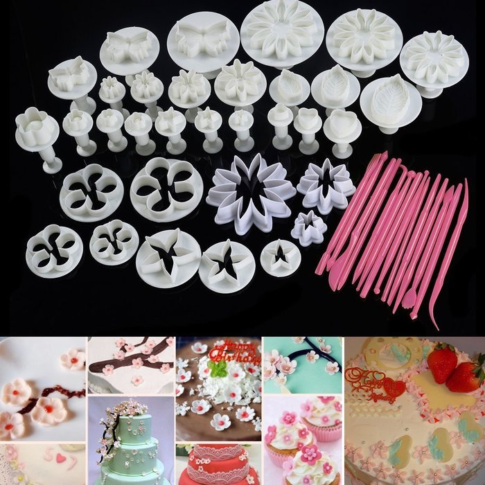 New 47pcs Cake Decoration Mold Tools Set Sugarcraft Icing Cutters Plungers N8