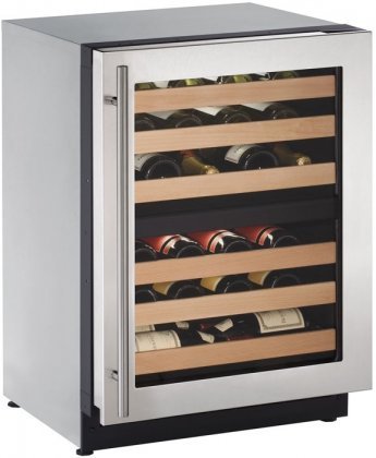 U-Line U2224ZWCS00B 23.625" Built-In Wine Cooler with 43 Bottles Bottle Capacity, in Stainless Steel