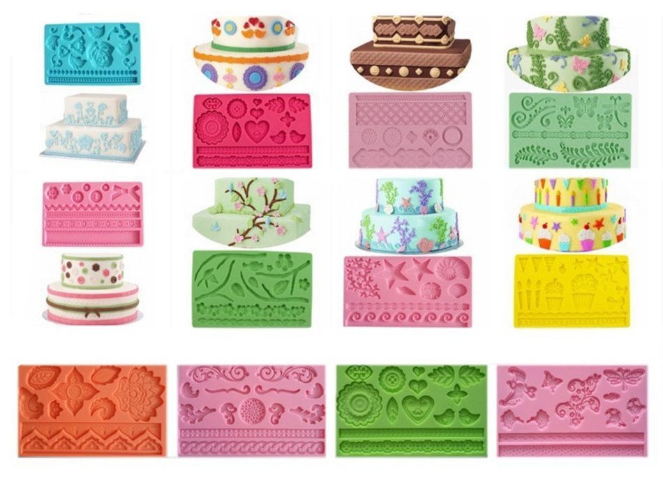 Lesirit Silicone Printing Cake Decorating Mold, 7.48" by 4.84" (Red) N5