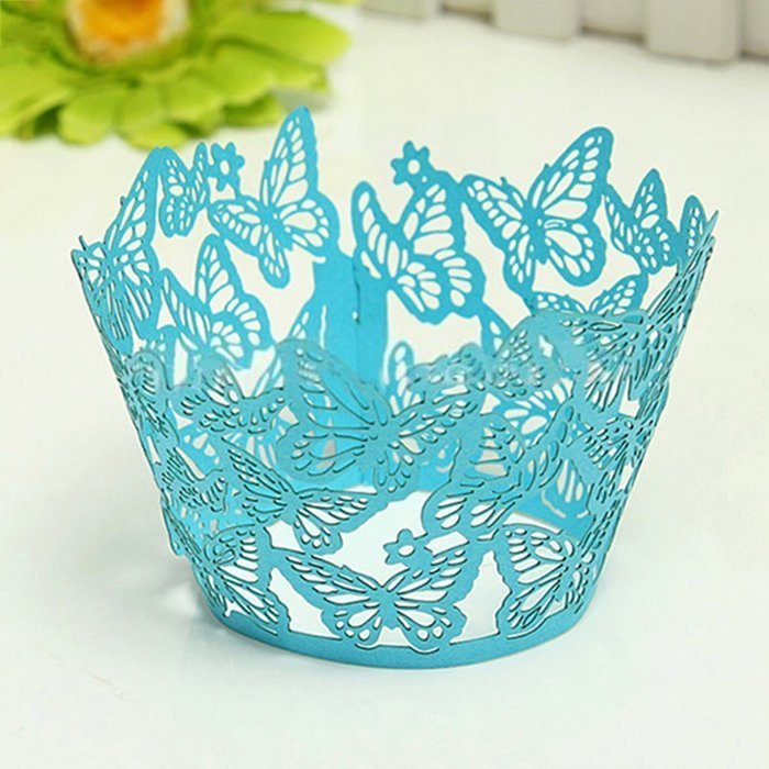 HUAL Cupcake Wrappers 50 Filigree Artistic Bake Cake Paper Cups Butterfly Lace Laser Cut Liner Baking Cup Muffin... N6