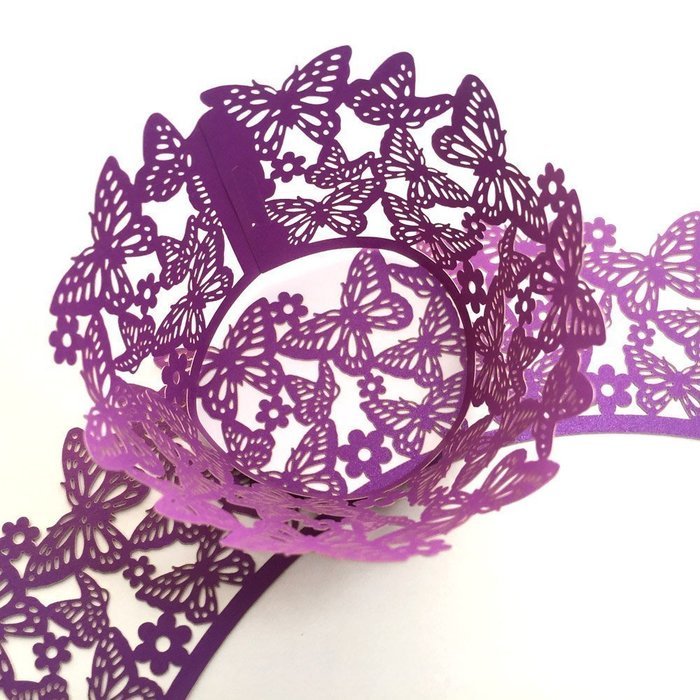 HUAL Cupcake Wrappers 50 Filigree Artistic Bake Cake Paper Cups Butterfly Lace Laser Cut Liner Baking Cup Muffin... N8