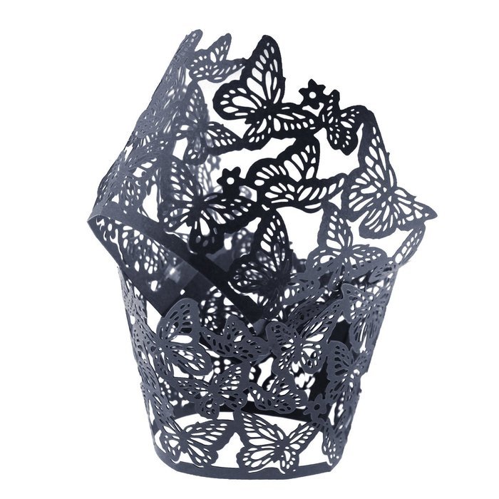 HUAL Cupcake Wrappers 50 Filigree Artistic Bake Cake Paper Cups Butterfly Lace Laser Cut Liner Baking Cup Muffin... N9