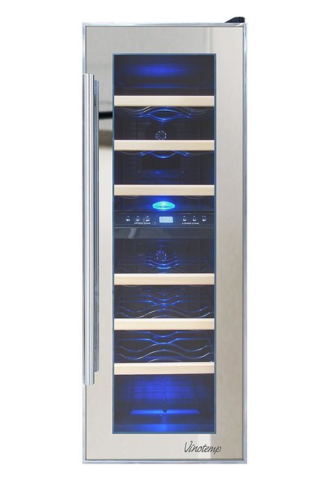 Vinotemp 21-Bottle Dual-Zone Thermoelectric Mirrored Wine Cooler N4