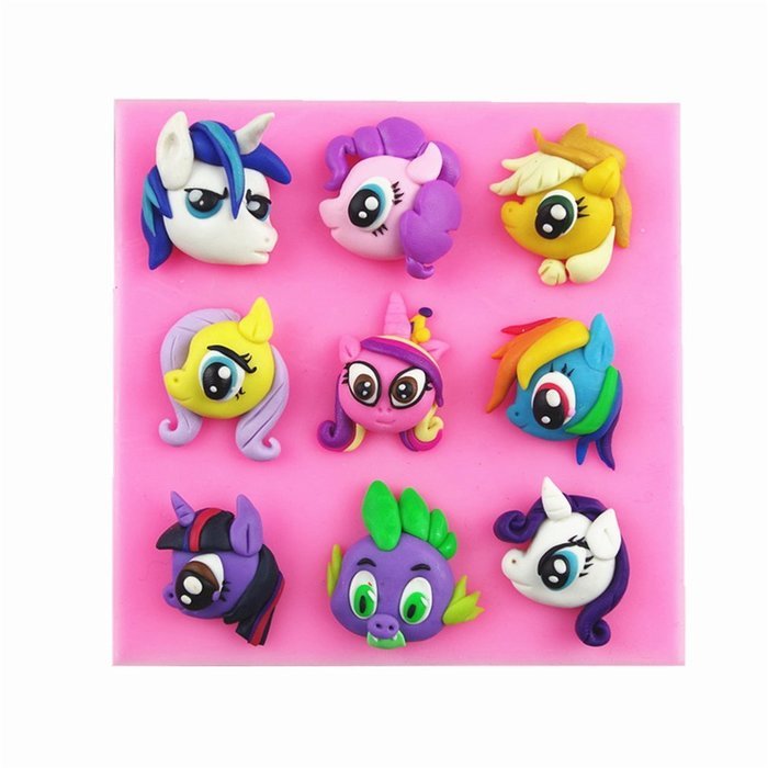 Yunko 9 Cavity My Little Pony Roles Theme Mini Silicone Cake Decoration Mold Candy Fondant Chocolate Gum Paste... N3