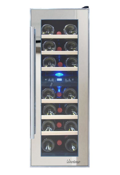 Vinotemp 21-Bottle Dual-Zone Thermoelectric Mirrored Wine Cooler N5