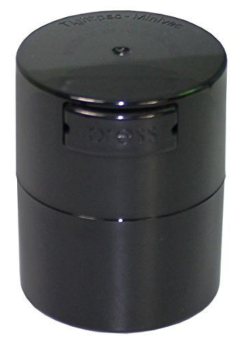 Minivac TV1-CBK - 10g to 30 gram Vacuum Sealed Container Black Cap & Clear Body N2