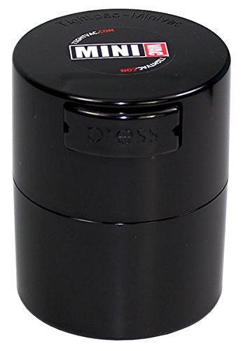 Minivac TV1-CBK - 10g to 30 gram Vacuum Sealed Container Black Cap & Clear Body N4