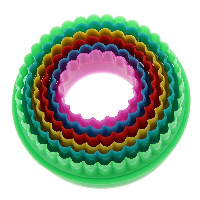 Set of 5 or 6Pcs Colorful Cookies Fondant Cake Decorating Sugarcraft Pastry Plunger Cutter Mold Tools - Circle N2