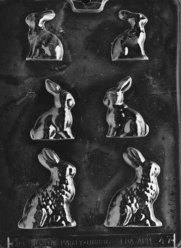 3 Size Easter Bunnies Soap or Candy Mold - 6 Cavity