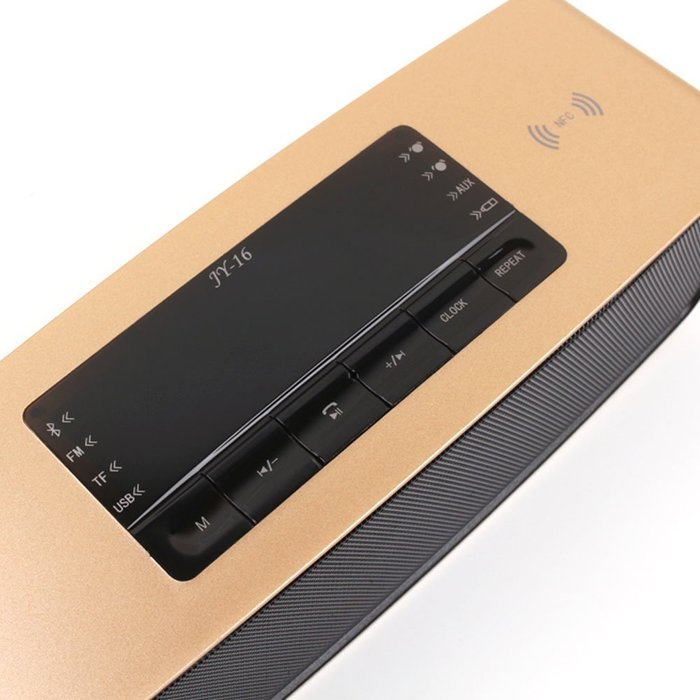 HYYT LED Display NFC Quick Connection Control Smart Music Audio Speaker With Mic (Gold) N3