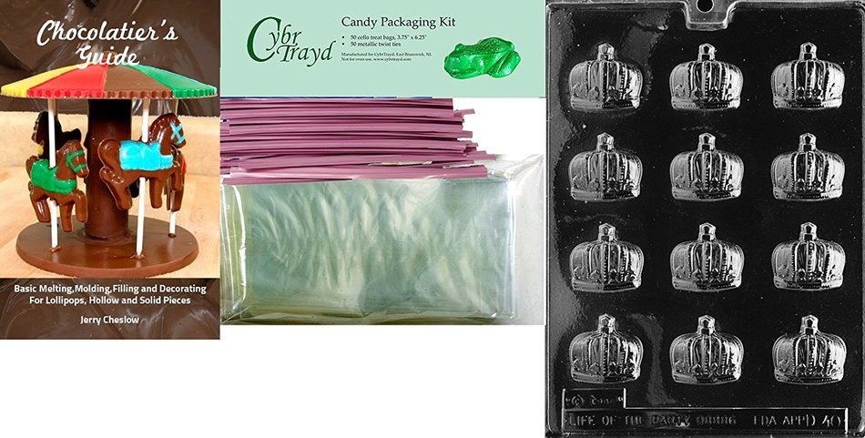 Cybrtrayd D040 Crowns Chocolate Candy Mold with Exclusive Cybrtrayd Copyrighted Chocolate Molding Instructions N6