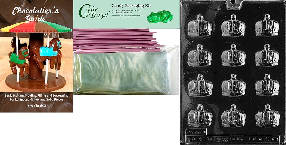 Cybrtrayd D040 Crowns Chocolate Candy Mold with Exclusive Cybrtrayd Copyrighted Chocolate Molding Instructions N7