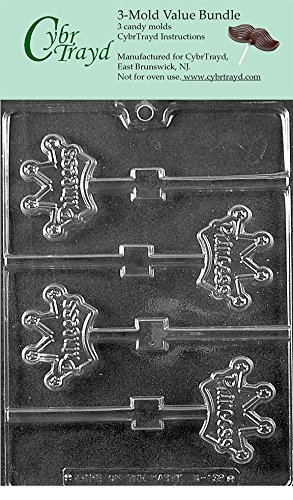 CybrTrayd K139-3BUNDLE Princess Crown Pops Chocolate Candy Mold with Exclusive Copyrighted Chocolate Molding Instructions