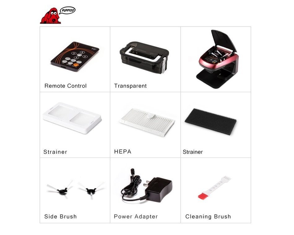 PUPPYOO Intelligent Robotic Vacuum Cleaner Self-Charging & Side Brush for Home Remote Control Household Robot... N6